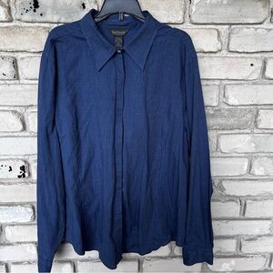 Van Heusen Navy with black pinstripes Long Sleeve Shirt